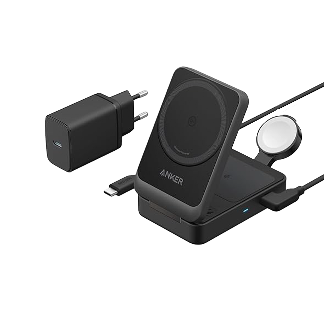 انكر- منصة شحن 3في1 15واط سماعة ساعة جوال QI2